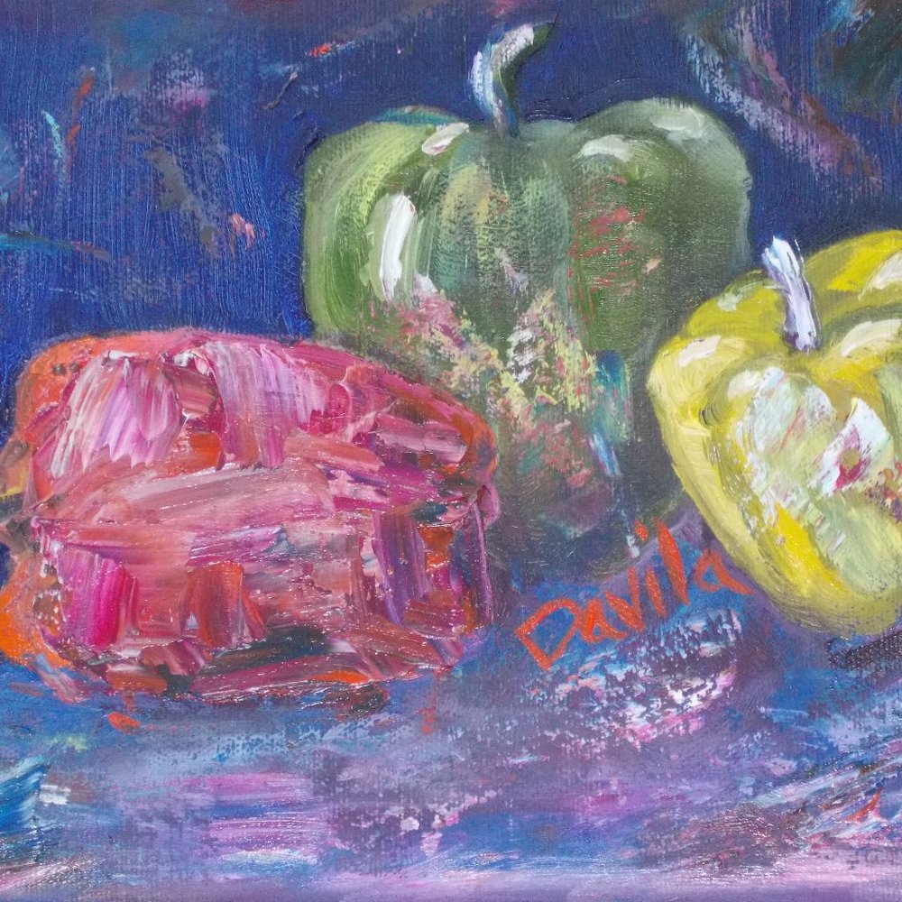 Original "Garden Fresh" oil painting by Davila, 8"x10"